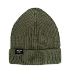 GEBREIDE BEANIE - LEGERGROEN