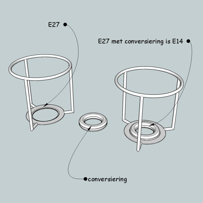 Kinderachtig uitbreiden Numeriek Conversiering van E27 naar E14. | Supports / kapdragers en lampenkap ringen  in heel veel maten. | meerdaneenlampenkap