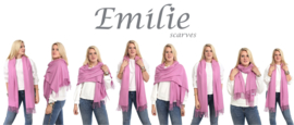 Emilie Scarves Pashmina sjaal Cashmere omslagdoek Wit Roze - 200*63CM - Bruidsmeisjes