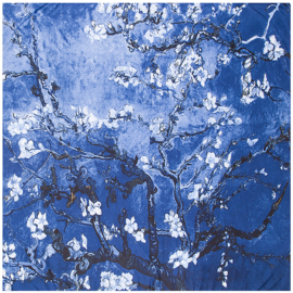 Van Gogh sjaal zijden blend - Amandelbloesem - donker blauw - Giftbox