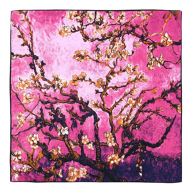 Van Gogh sjaal zijden blend - Amandelbloesem - fuchsia roze - Giftbox