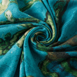 Van Gogh sjaal Cashmere - amandelbloesem - Blauw - giftbox