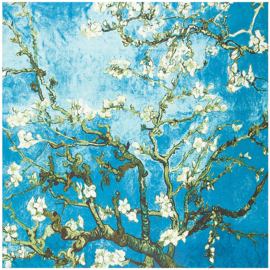 Van Gogh sjaal zijden blend - Amandelbloesem - blauw - Giftbox