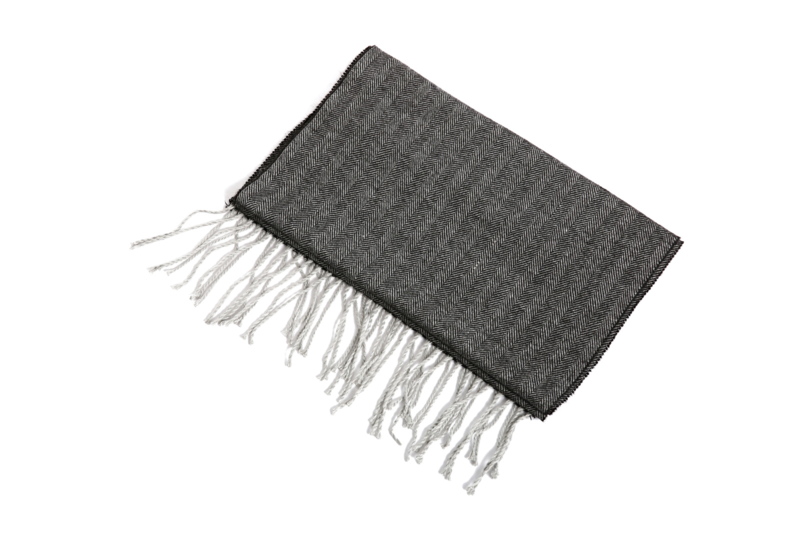Fliex heren winter sjaal lang 190*32CM - Grijs & zwart - Visgraat