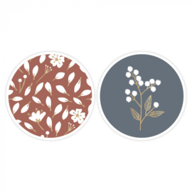 Sticker / Sluitsticker 'Winter Flowers' (Rond - 55mm) (10 stuks €0,99)