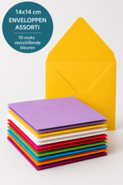 14x14 Enveloppen Assorti Set – 10 stuks in verschillende kleuren