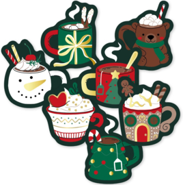 Sticker / Sluitsticker (54x52mm) Christmas mugs (7 stuks €0,69)