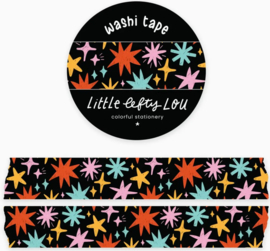 Washi Tape – Colorful Stars On Black | Little Lefty Lou |