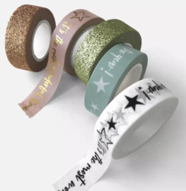 Washi Tape  - It's the most wonderful time |  Roze/Goud