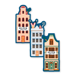 Sticker / Sluitsticker (33x74mm) Sint & Piet huisjes (9 stuks €0,89)