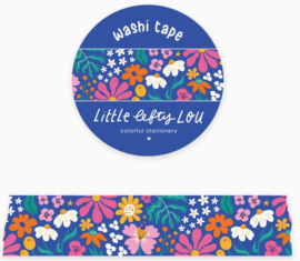 Washi Tape – Wide Blue Flowers | Little Lefty Lou |