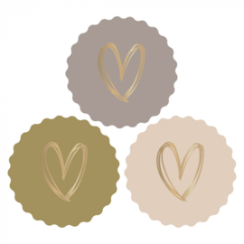 Sticker / Sluitsticker 'Heart Gold'  (55mm) 9 stuks €0,95