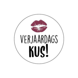 Sticker / Sluitsticker 'Verjaardags kus!' (Rond 40mm) 10 stuks €0,99