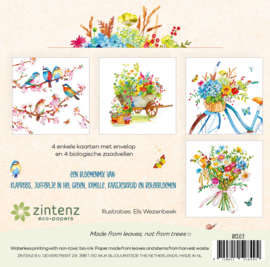 ZintenZ Bloemenkaartenset 4 kaarten incl. 4 zaadvellen en enveloppen