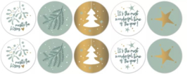 Sticker / Sluitsticker (Rond - 50mm) Kerst illustraties - Cool (10 stuks €0,99)