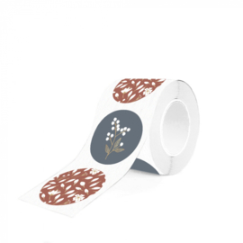 Sticker / Sluitsticker 'Winter Flowers' (Rond - 55mm) (10 stuks €0,99)