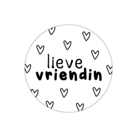 Sticker / Sluitsticker 'Lieve vriendin' (Rond 40mm)  10 stuks €0,99