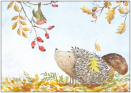 Gisela Herberger  - Egel en roodborstje in de herfst