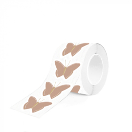 Sticker / Sluitsticker (55x38mm)  Butterfly Gold Warm Pink (10 stuks €0,99)