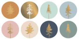 Sticker / Sluitsticker 'Lovely trees Kerst 2020' (Rond 50mm)  8 stuks €0,79