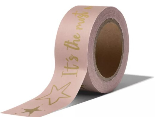 Washi Tape  - It's the most wonderful time |  Roze/Goud