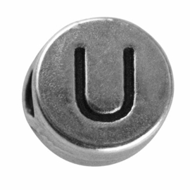 Zilverkleurige metalen letterkraal "U" van Rayher