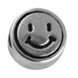 Zilverkleurige metalen letterkraal "Smiley" van Rayher