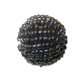 Grote zwarte lustré Rocaille bol van glaskraaltjes