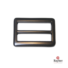 Black colored rectangle slider for a 2,5 cm strap