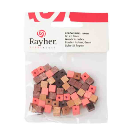 Bruine tinten houten vierkante kraal 6 mm van Rayher