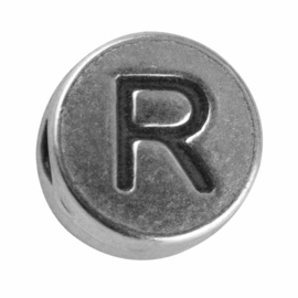Zilverkleurige metalen letterkraal "R" van Rayher