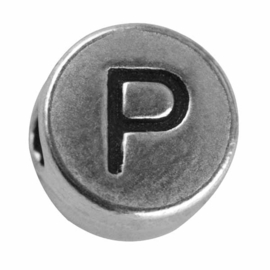 Zilverkleurige metalen letterkraal "P" van Rayher