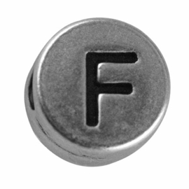 Zilverkleurige metalen letterkraal "F" van Rayher