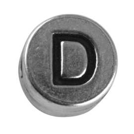 Zilverkleurige metalen letterkraal "D" van Rayher