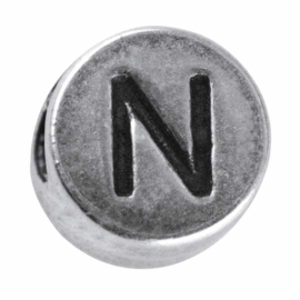 Zilverkleurige metalen letterkraal "N" van Rayher