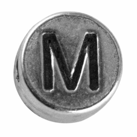 Zilverkleurige metalen letterkraal "M" van Rayher