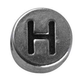 Zilverkleurige metalen letterkraal "H" van Rayher