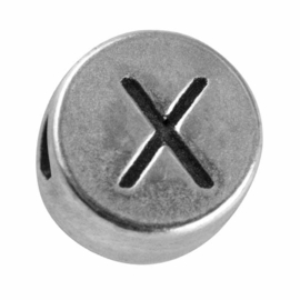 Zilverkleurige metalen letterkraal "X" van Rayher