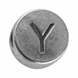Zilverkleurige metalen letterkraal "Y" van Rayher