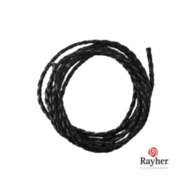 Zwarte gevlochten band van kunstleer, 3 mm,