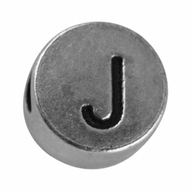 Zilverkleurige metalen letterkraal "J" van Rayher
