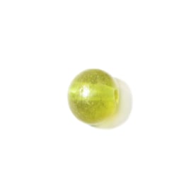 Gele ronde glaskraal met olieglans