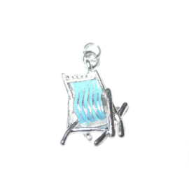 Strandstoel bedel van metaal met blauw