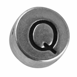 Zilverkleurige metalen letterkraal "Q" van Rayher