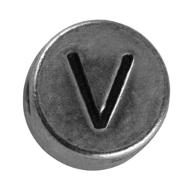 Zilverkleurige metalen letterkraal "V" van Rayher