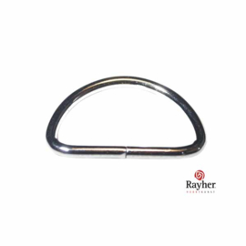 Zilverkleurige tas ring halfrond voor riem van 2,5 cm