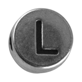 Zilverkleurige metalen letterkraal "L" van Rayher
