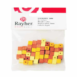 Gele tinten houten vierkante kraal 6 mm van Rayher
