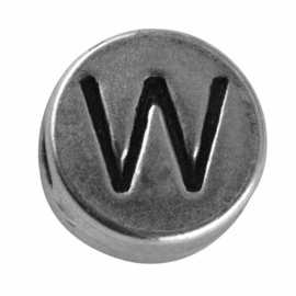 Zilverkleurige metalen letterkraal "W" van Rayher