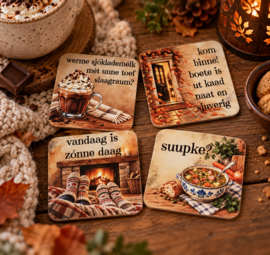 Onderzetters Limburgs dialect kleur set van 6
